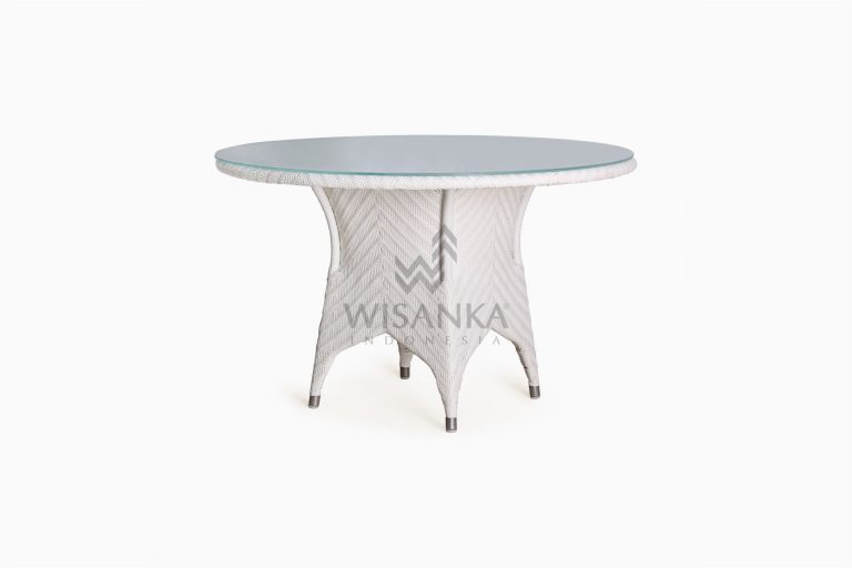 Frey Round outdoor wicker Dining Table perspective