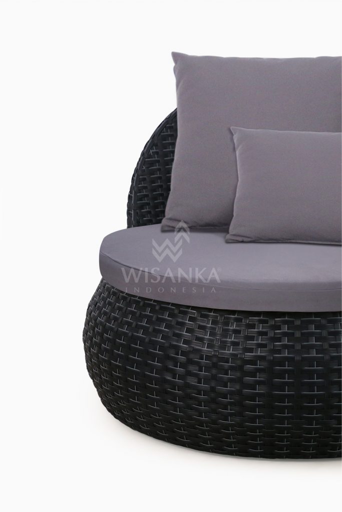Huvan Occasional Wicker Chair Black with Seat and Pillow Detail