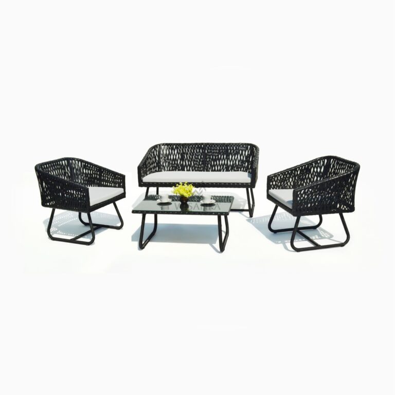 Donna Living Set - Black Patio Rattan Furniture Outdoor