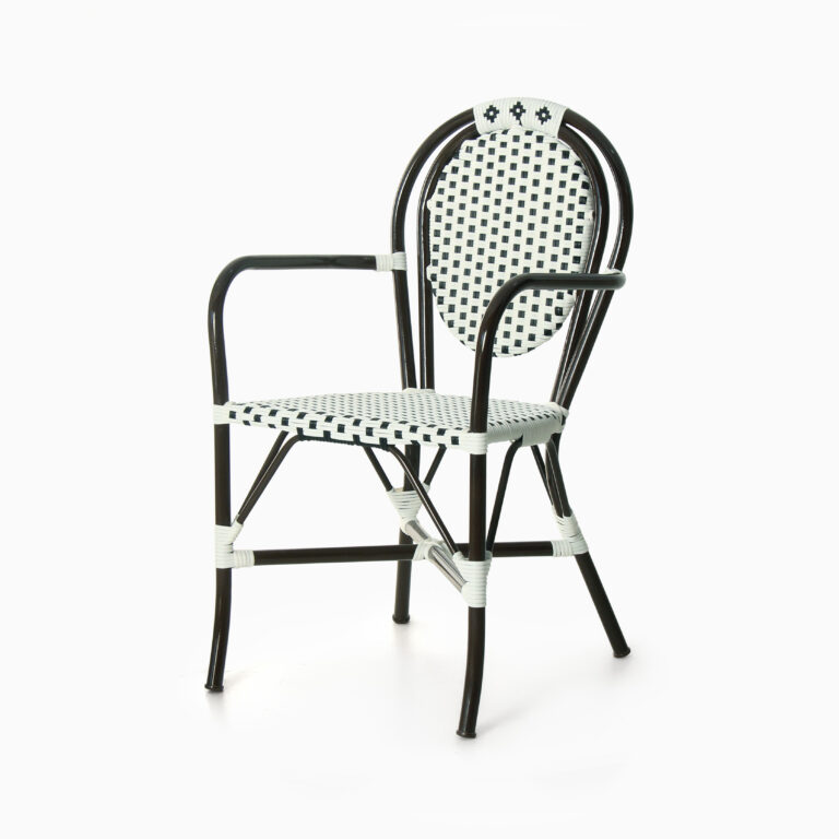 China Bistro Chair with Arm - Patio Wicker Arm Dining Chair - perspective