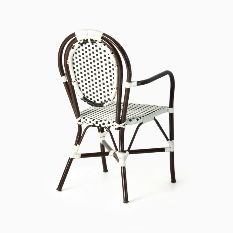 China Bistro Chair with Arm - Patio Wicker Arm Dining Chair - rear